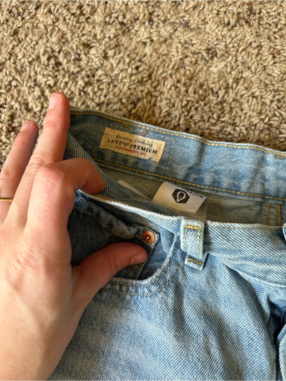 Levi's Light Blue Distressed Cutoff Jean Shorts - Picture 4 of 8